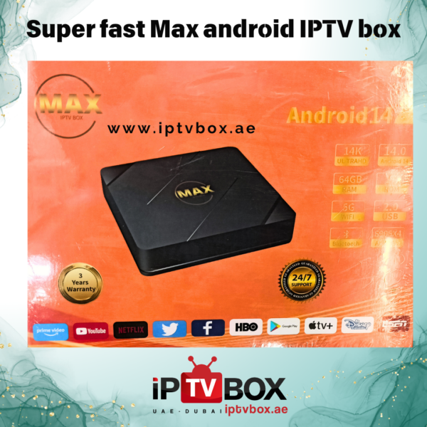 Super fast Max Android 14 IPTV box - 64GB RAM, 1TB ROM, 14K UHD